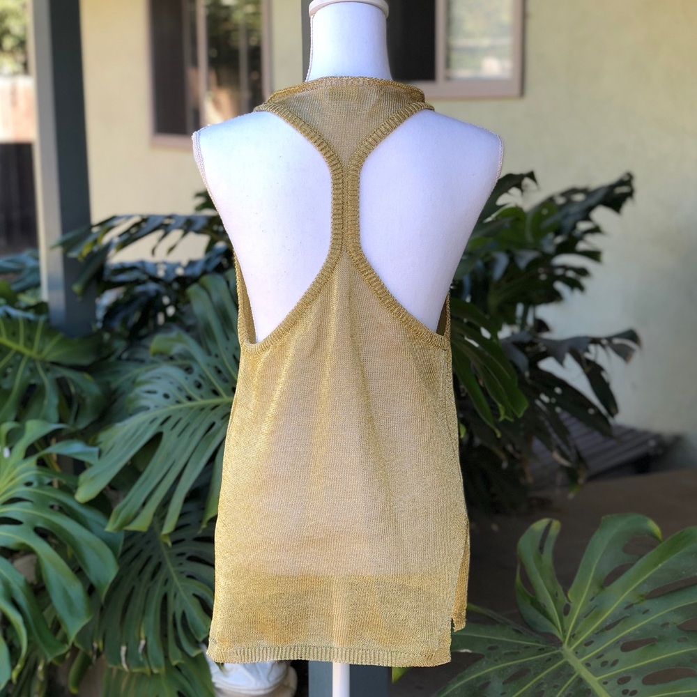 Free People Gold Racerback Top - Size M - Picture 6 of 13